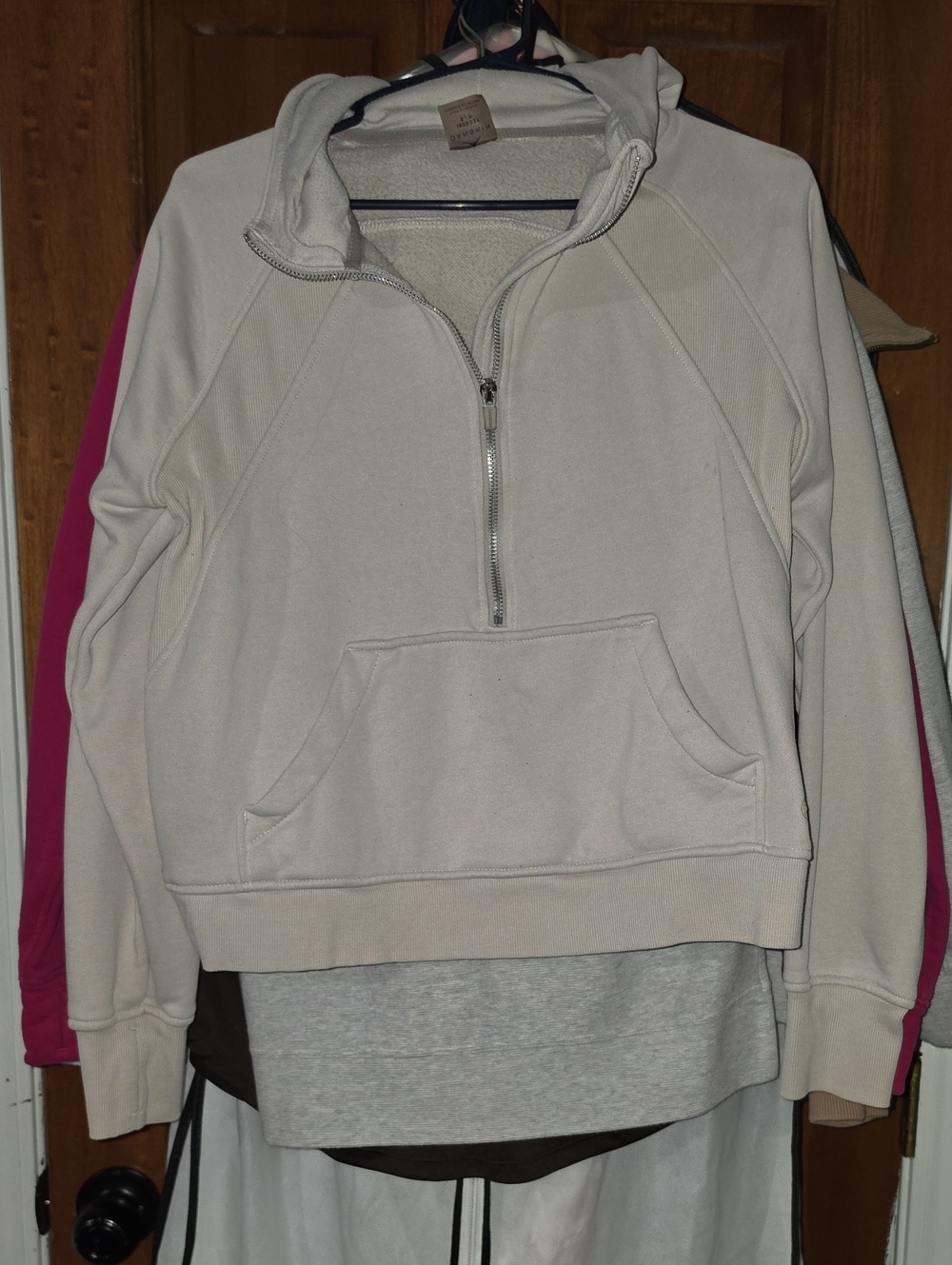 Danskin Cream Half-Zip Hooded Pullover
